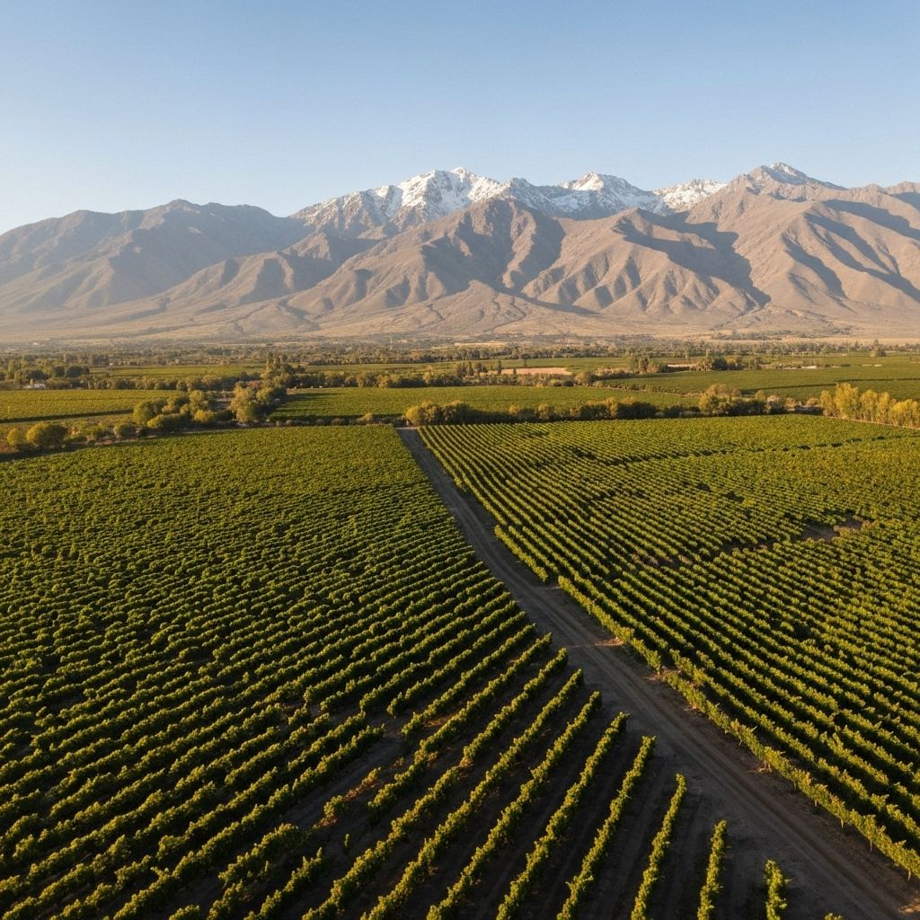 Mendoza vineyard with Andes mountains