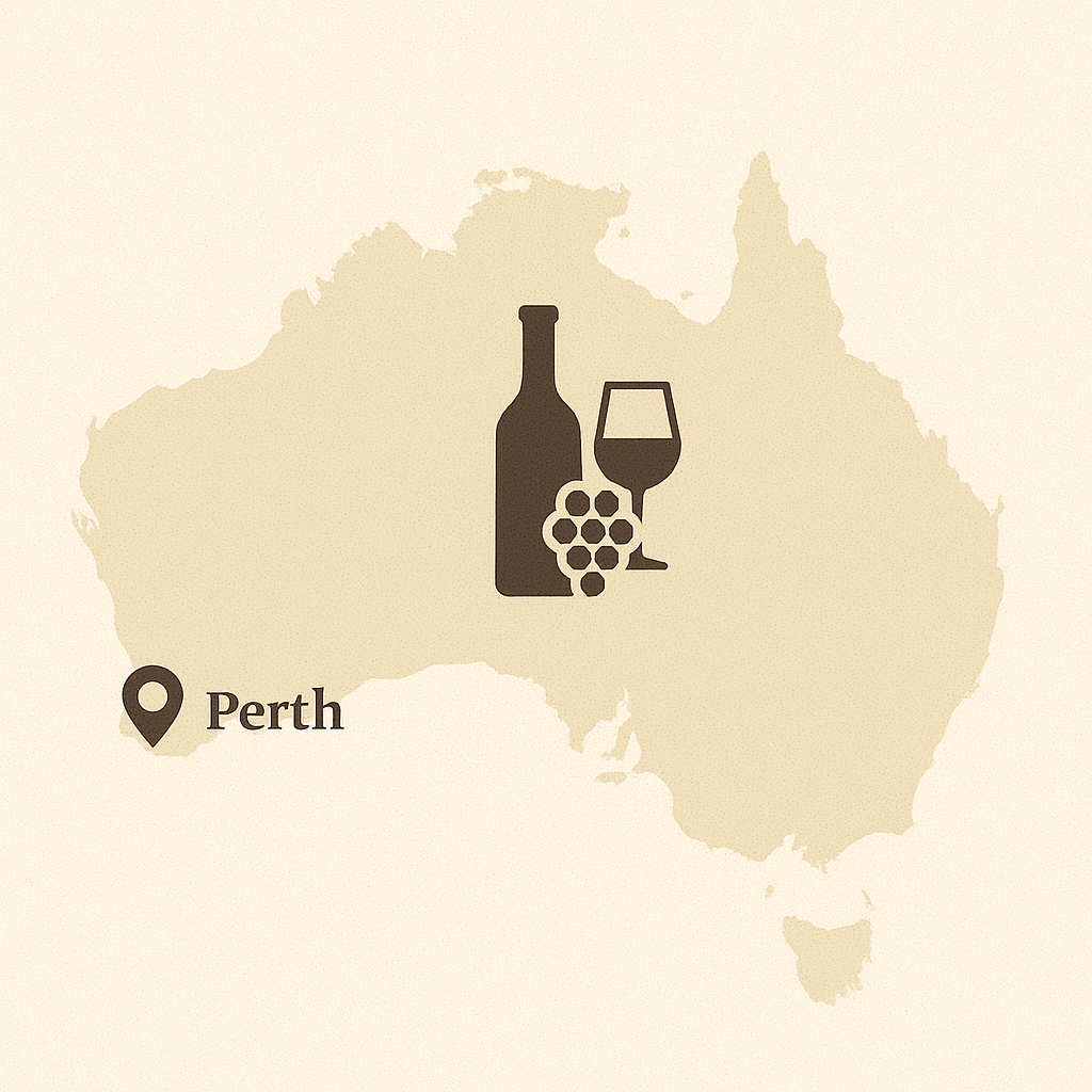 Map of Australian wine distribution coverage from Perth
